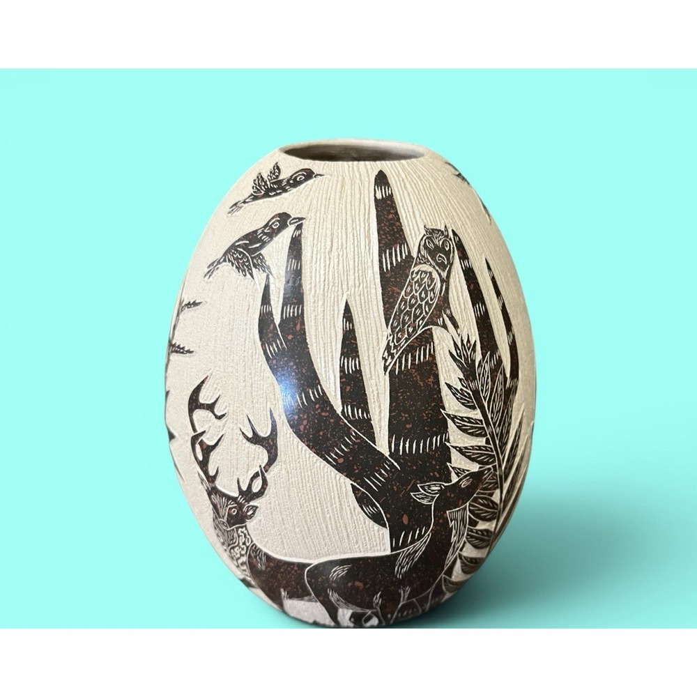 Mata Ortiz Pottery Deer Buck Doe Olla Vase David Bejarano Fine Art Clay Mexican - Picture 4 of 14